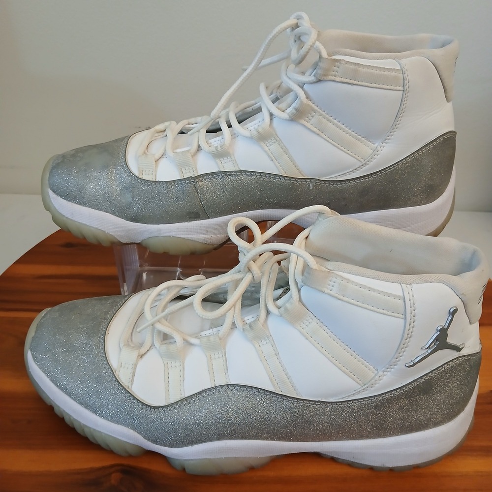 Jordan 11 Retro Women 11 White Silver Basketball Shoes Sneakers AR0715-100